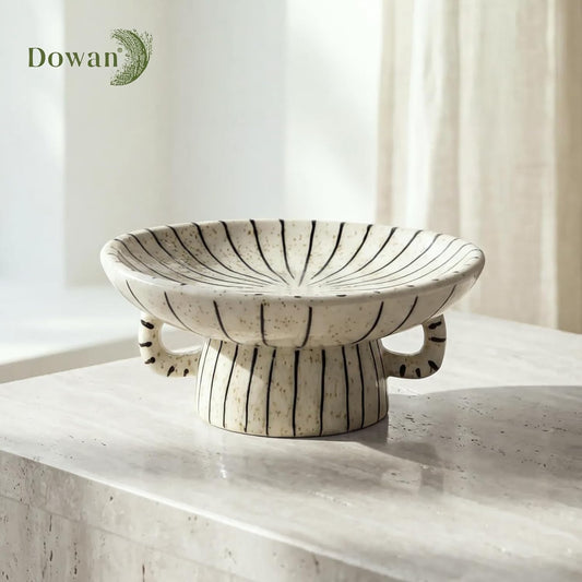 DOWAN 10.5'' Large Decorative Bowls, Handcrafted Ceramic Bowls for Home Decor, Centerpieces for Tables, Chic Key Holder for Entry Table, Unique Hand-painted Modern Art Deco Bowl