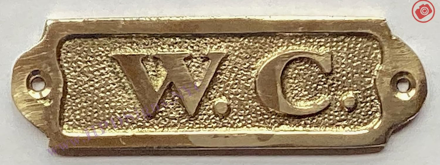 BRASS W.C. DOOR SIGN (BRASS, 3.75 X 1.25 INCH)