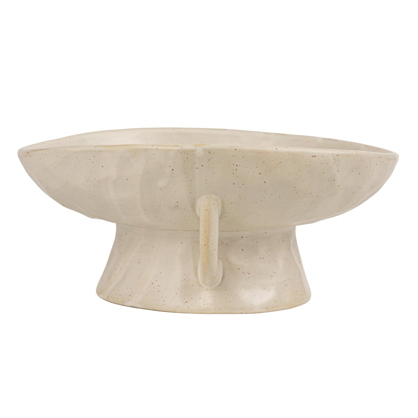 Creative Co-Op Stoneware Bowl with Handle and Base, Black Reactive Glaze