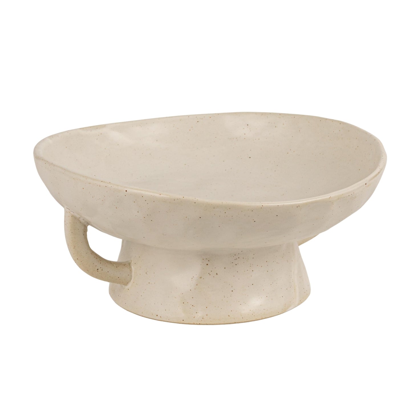 Creative Co-Op Stoneware Bowl with Handle and Base, Black Reactive Glaze