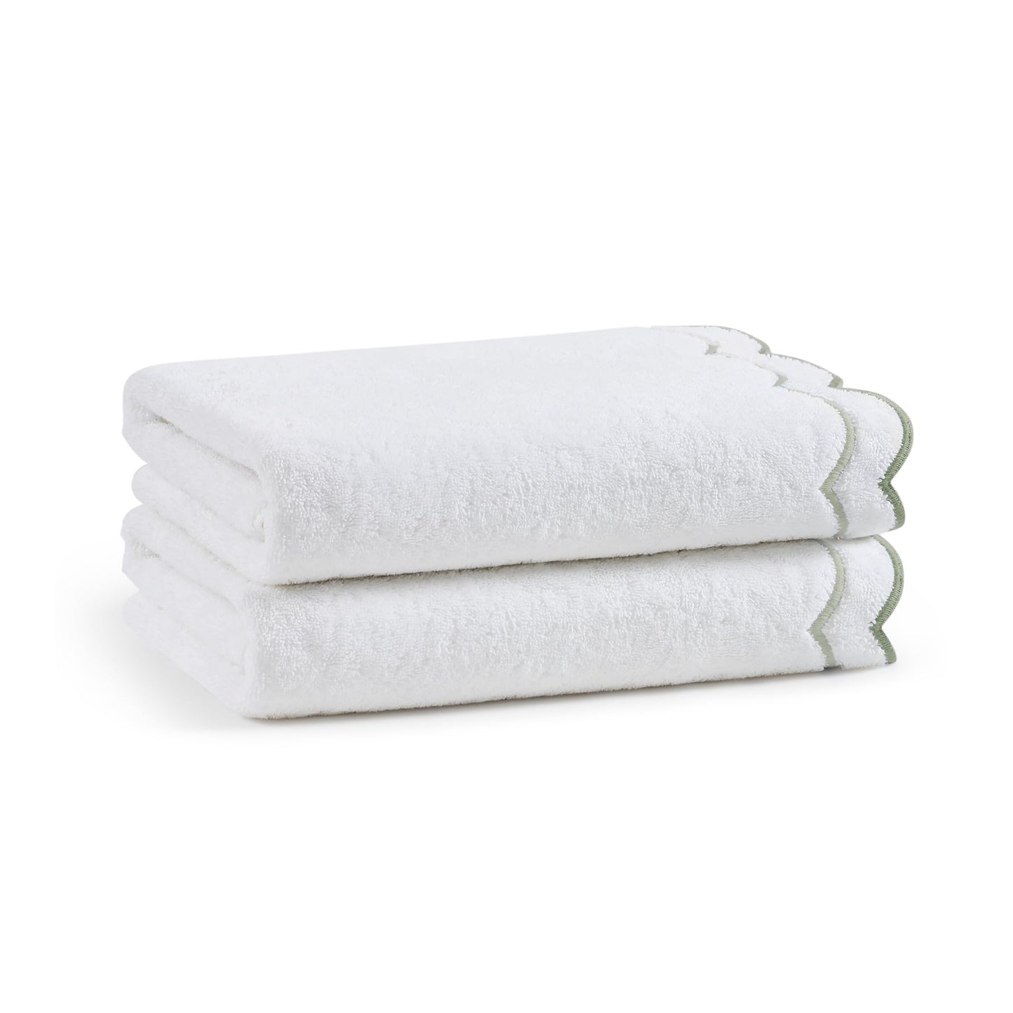 Peri Home 100% Cotton Hand Towel for Bathroom, Embroidered, Soft & Absorbent, 500 GSM, 1 Piece, 16" x 27", White with Blue Scallop