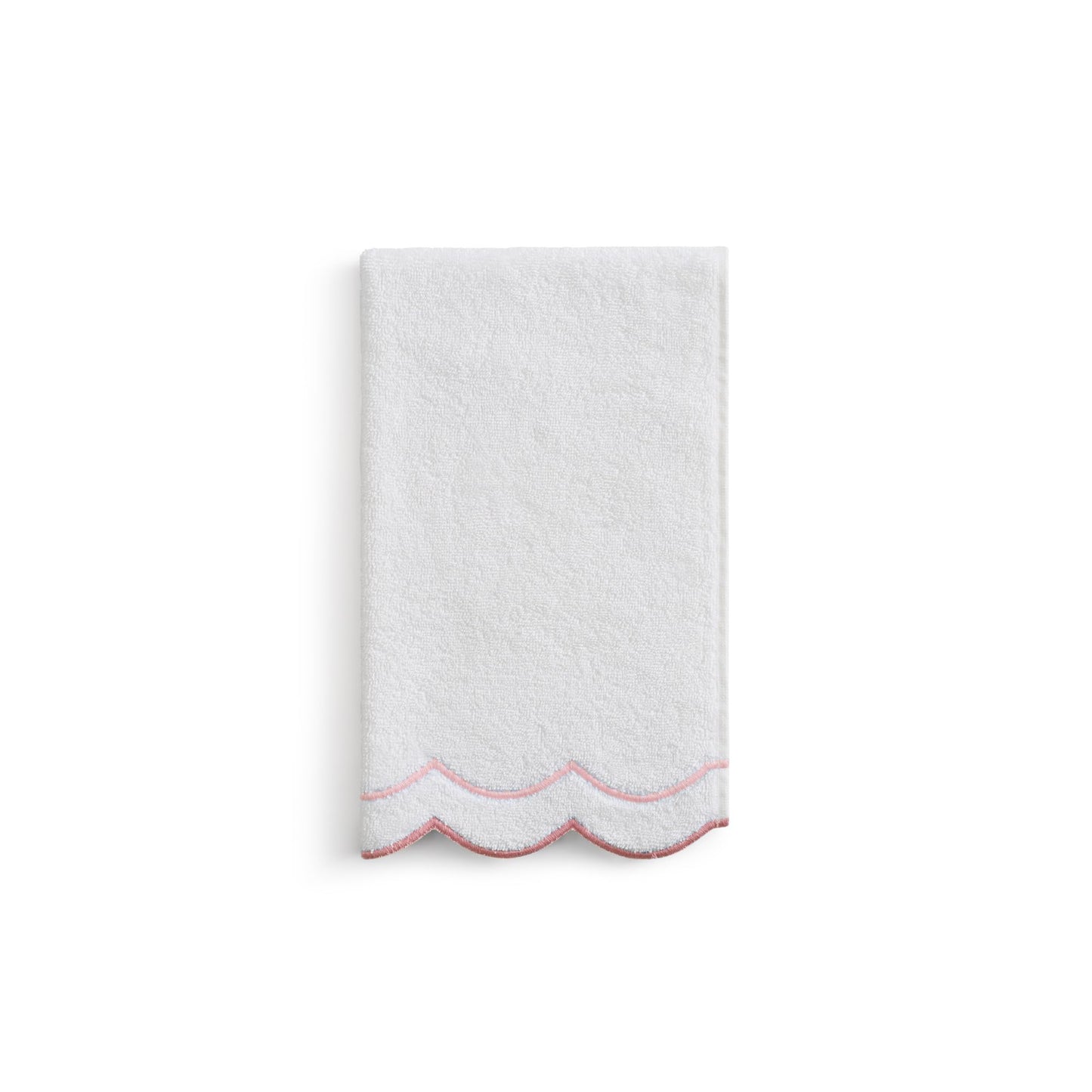 Peri Home 100% Cotton Hand Towel for Bathroom, Embroidered, Soft & Absorbent, 500 GSM, 1 Piece, 16" x 27", White with Blue Scallop