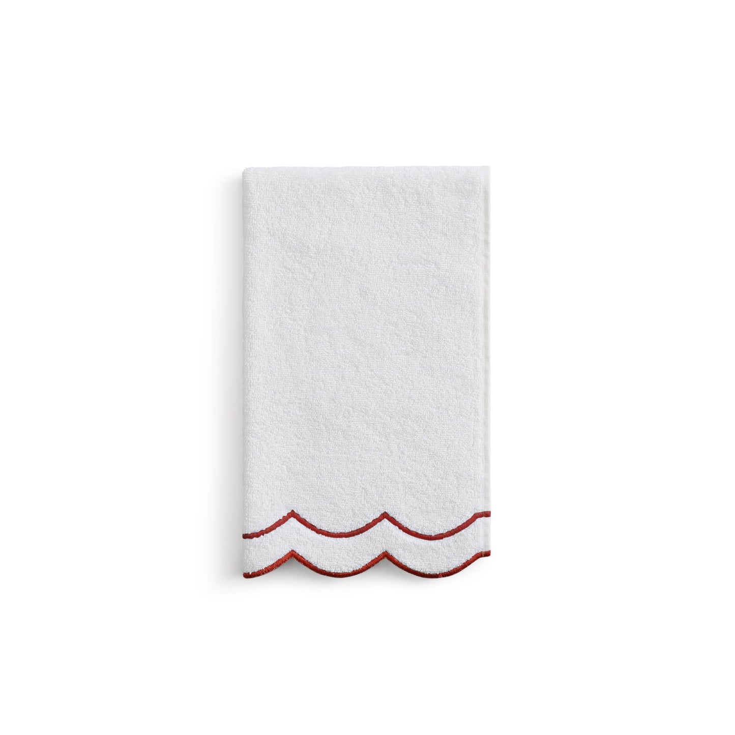 Peri Home 100% Cotton Hand Towel for Bathroom, Embroidered, Soft & Absorbent, 500 GSM, 1 Piece, 16" x 27", White with Blue Scallop