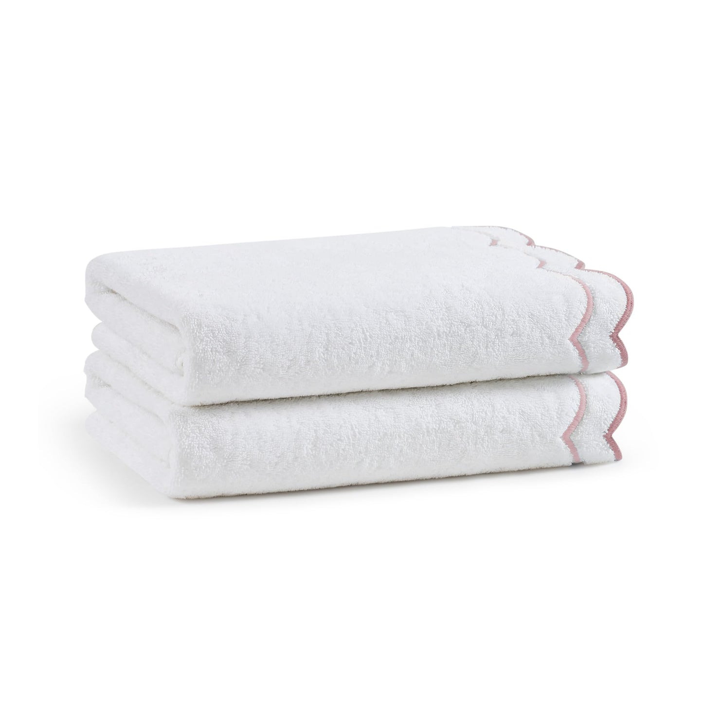 Peri Home 100% Cotton Hand Towel for Bathroom, Embroidered, Soft & Absorbent, 500 GSM, 1 Piece, 16" x 27", White with Blue Scallop