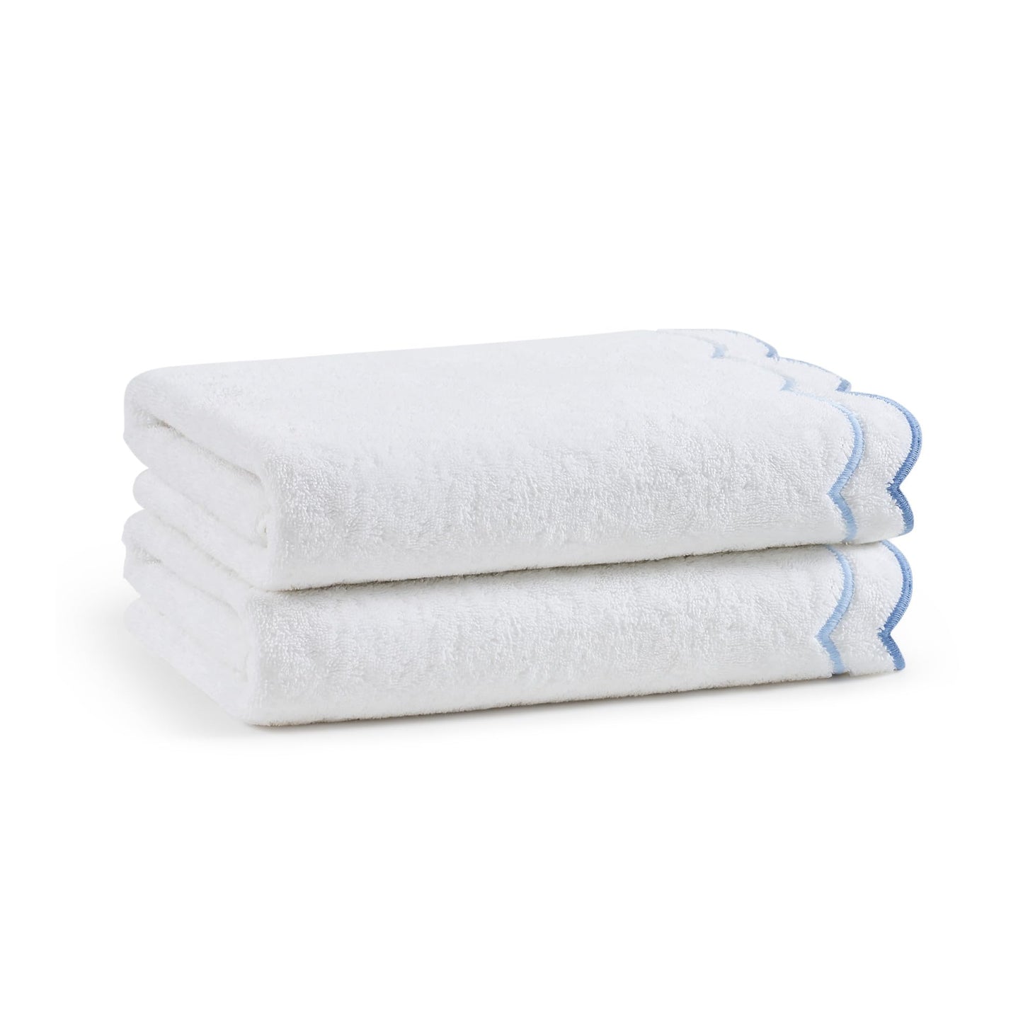 Peri Home 100% Cotton Hand Towel for Bathroom, Embroidered, Soft & Absorbent, 500 GSM, 1 Piece, 16" x 27", White with Blue Scallop