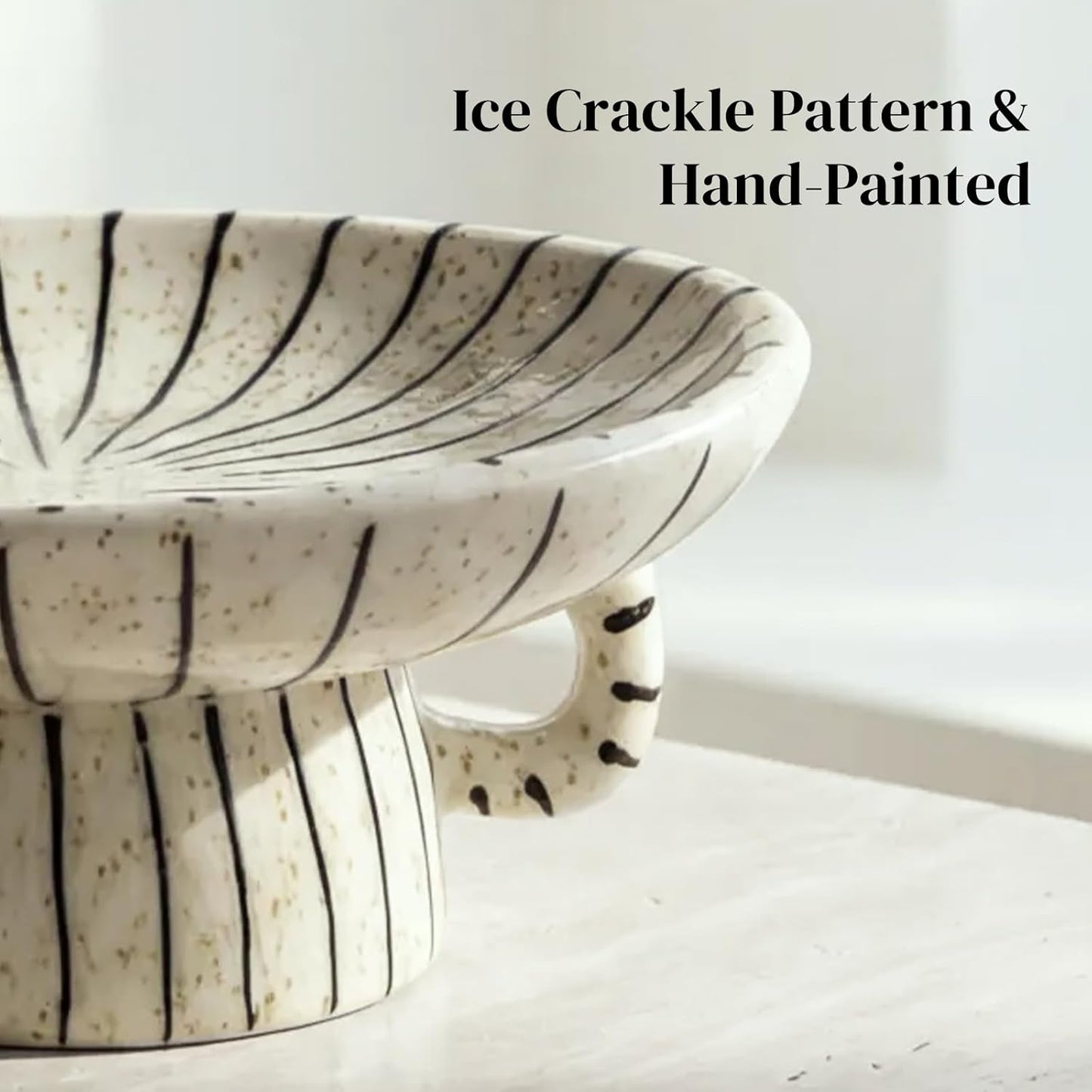 DOWAN 10.5'' Large Decorative Bowls, Handcrafted Ceramic Bowls for Home Decor, Centerpieces for Tables, Chic Key Holder for Entry Table, Unique Hand-painted Modern Art Deco Bowl