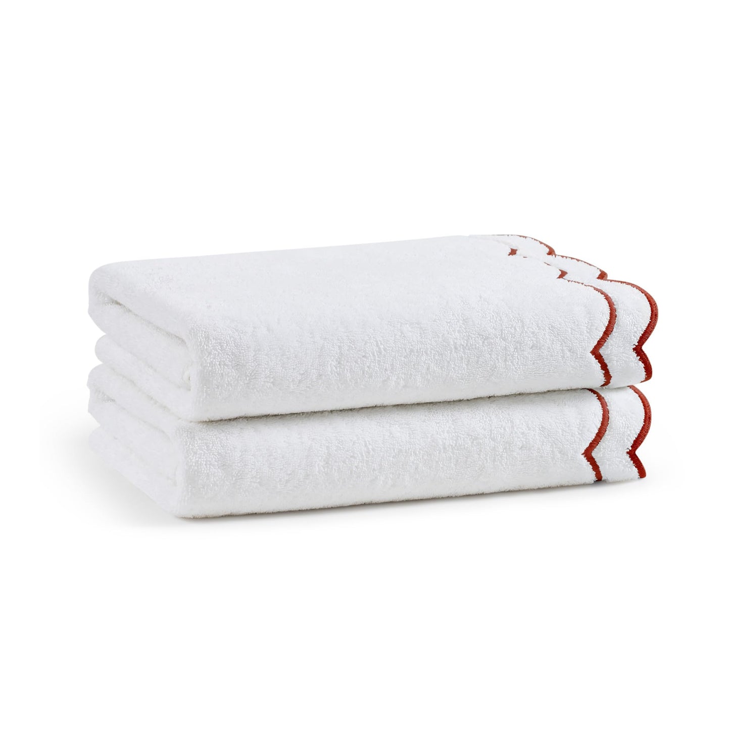 Peri Home 100% Cotton Hand Towel for Bathroom, Embroidered, Soft & Absorbent, 500 GSM, 1 Piece, 16" x 27", White with Blue Scallop