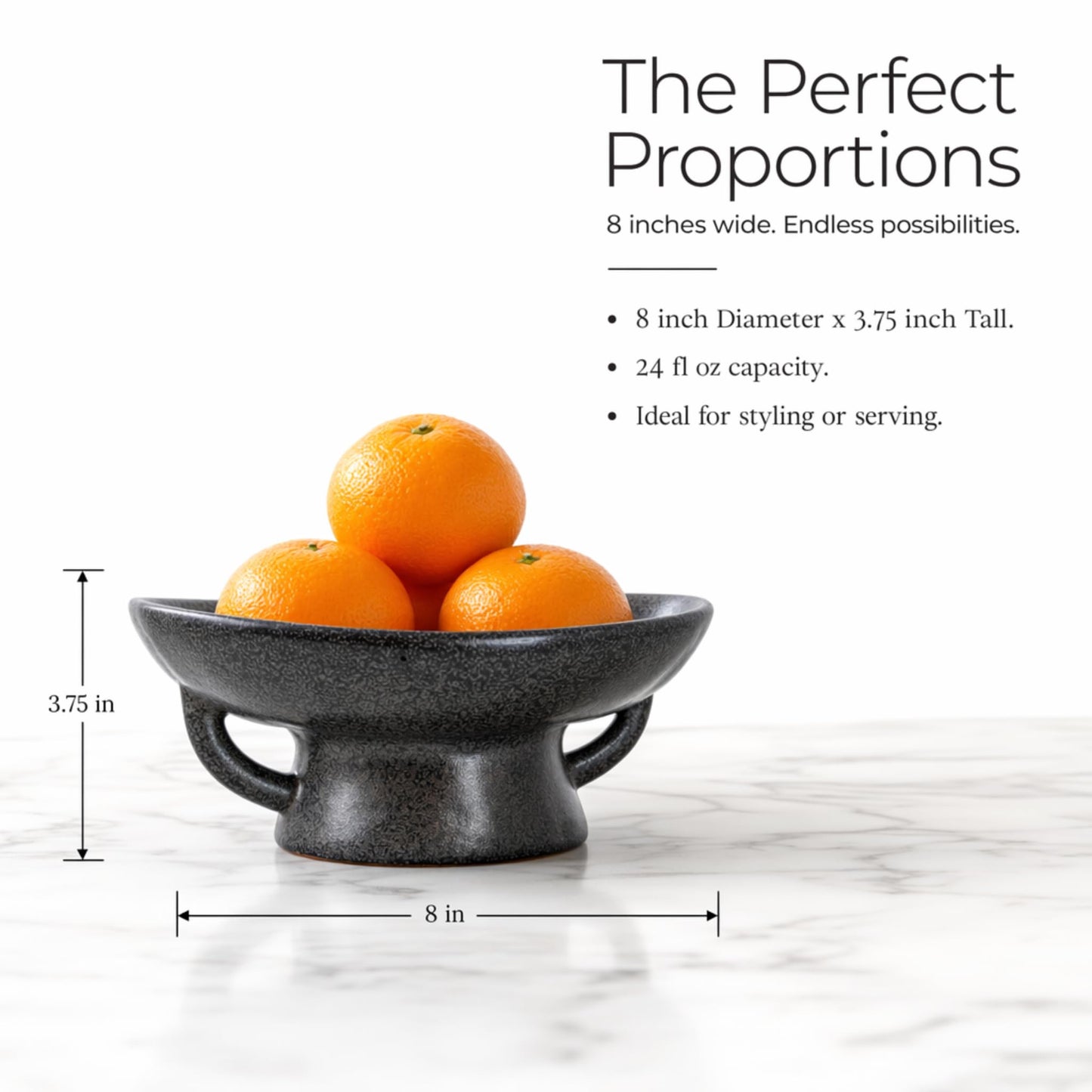 Creative Co-Op Stoneware Bowl with Handle and Base, Black Reactive Glaze