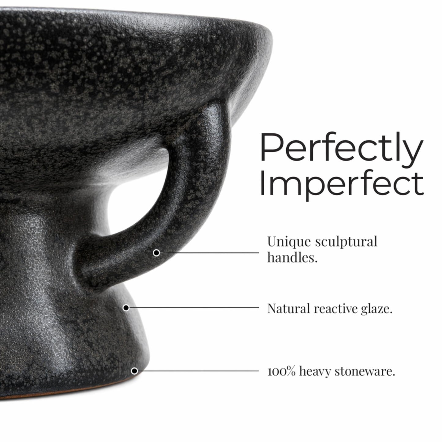 Creative Co-Op Stoneware Bowl with Handle and Base, Black Reactive Glaze