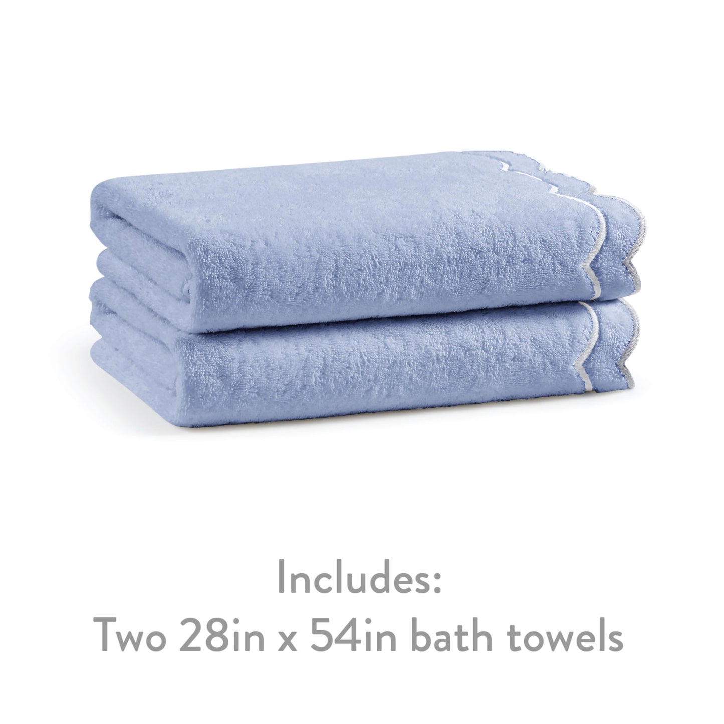 Peri Home 100% Cotton Hand Towel for Bathroom, Embroidered, Soft & Absorbent, 500 GSM, 1 Piece, 16" x 27", White with Blue Scallop