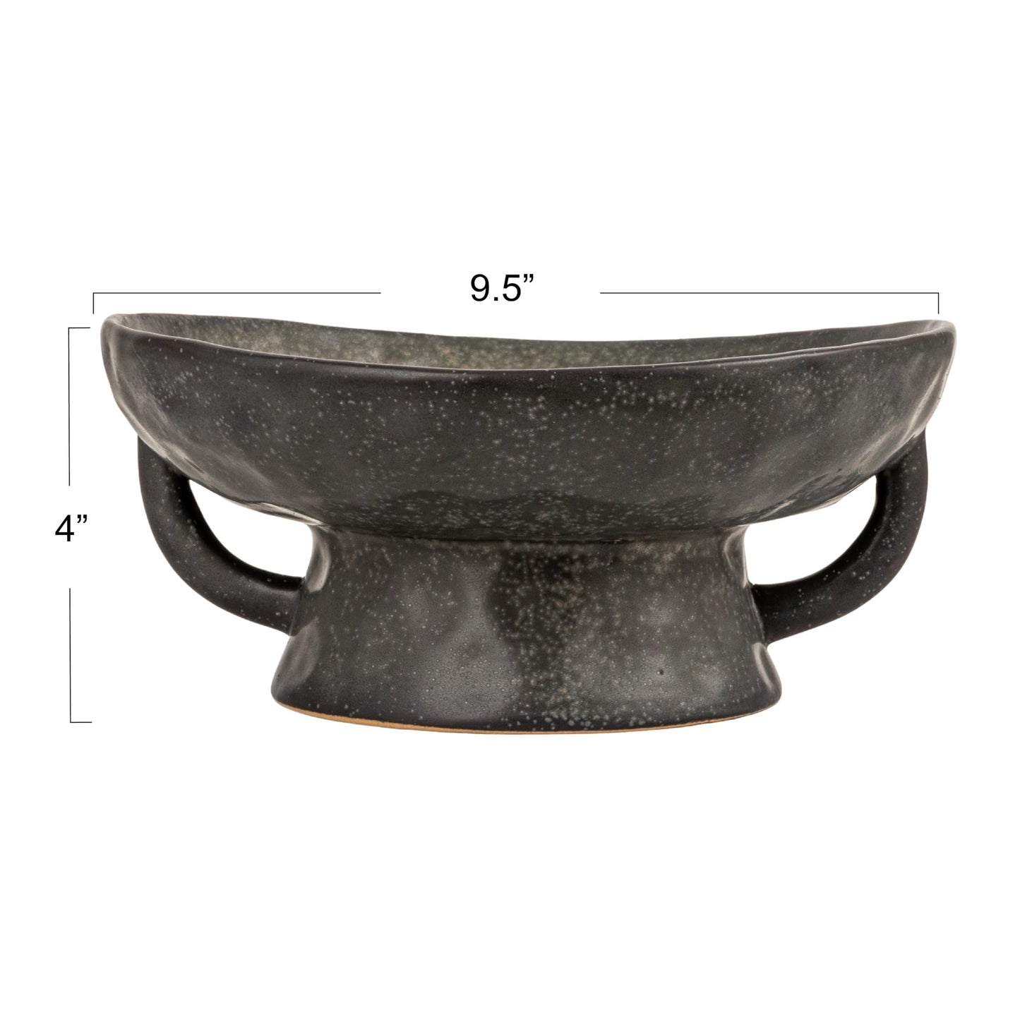 Creative Co-Op Stoneware Bowl with Handle and Base, Black Reactive Glaze