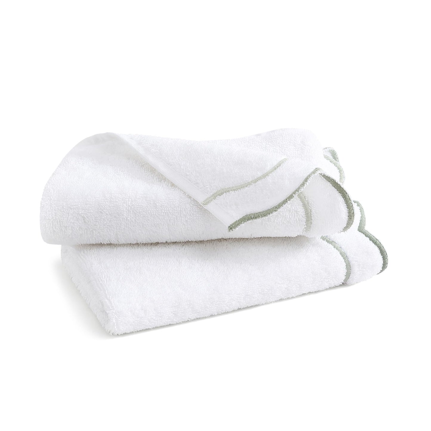 Peri Home 100% Cotton Hand Towel for Bathroom, Embroidered, Soft & Absorbent, 500 GSM, 1 Piece, 16" x 27", White with Blue Scallop