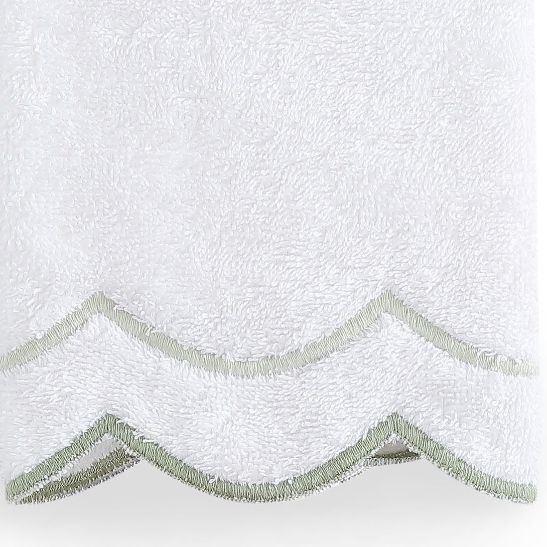 Peri Home 100% Cotton Hand Towel for Bathroom, Embroidered, Soft & Absorbent, 500 GSM, 1 Piece, 16" x 27", White with Blue Scallop