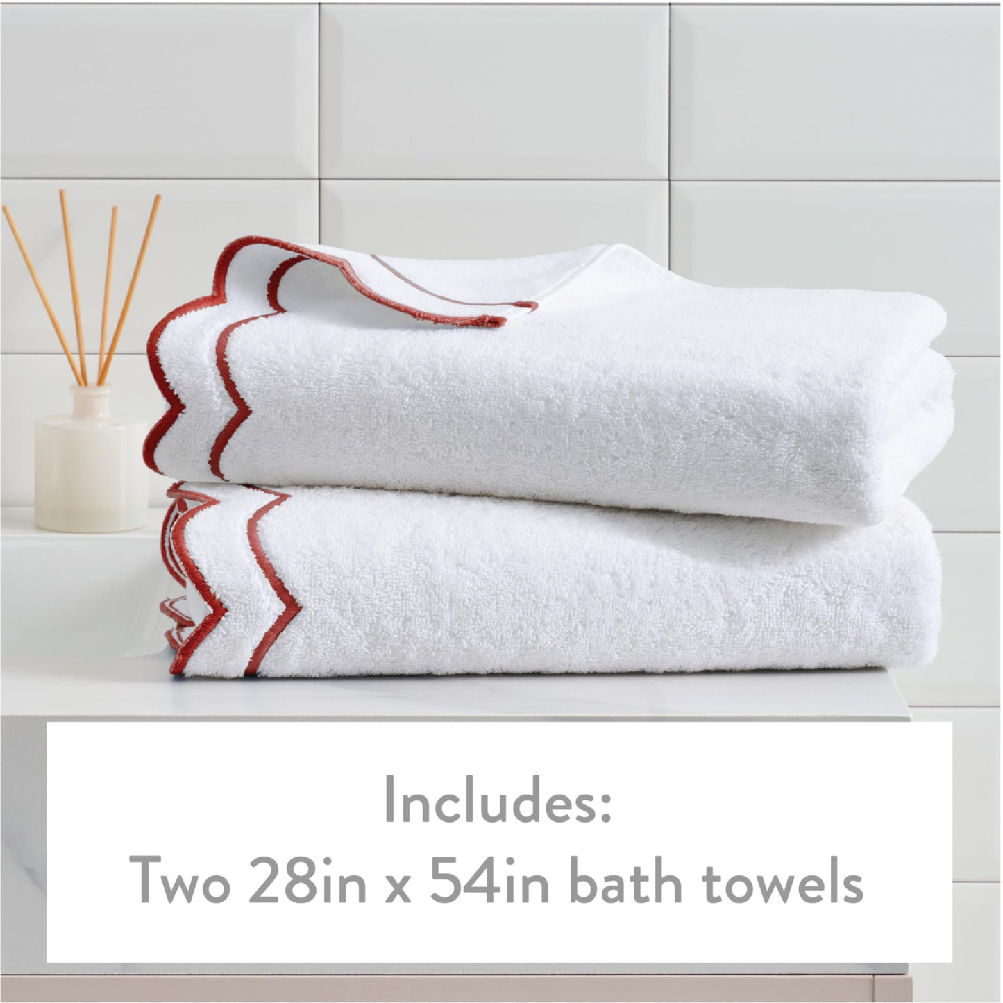 Peri Home 100% Cotton Hand Towel for Bathroom, Embroidered, Soft & Absorbent, 500 GSM, 1 Piece, 16" x 27", White with Blue Scallop