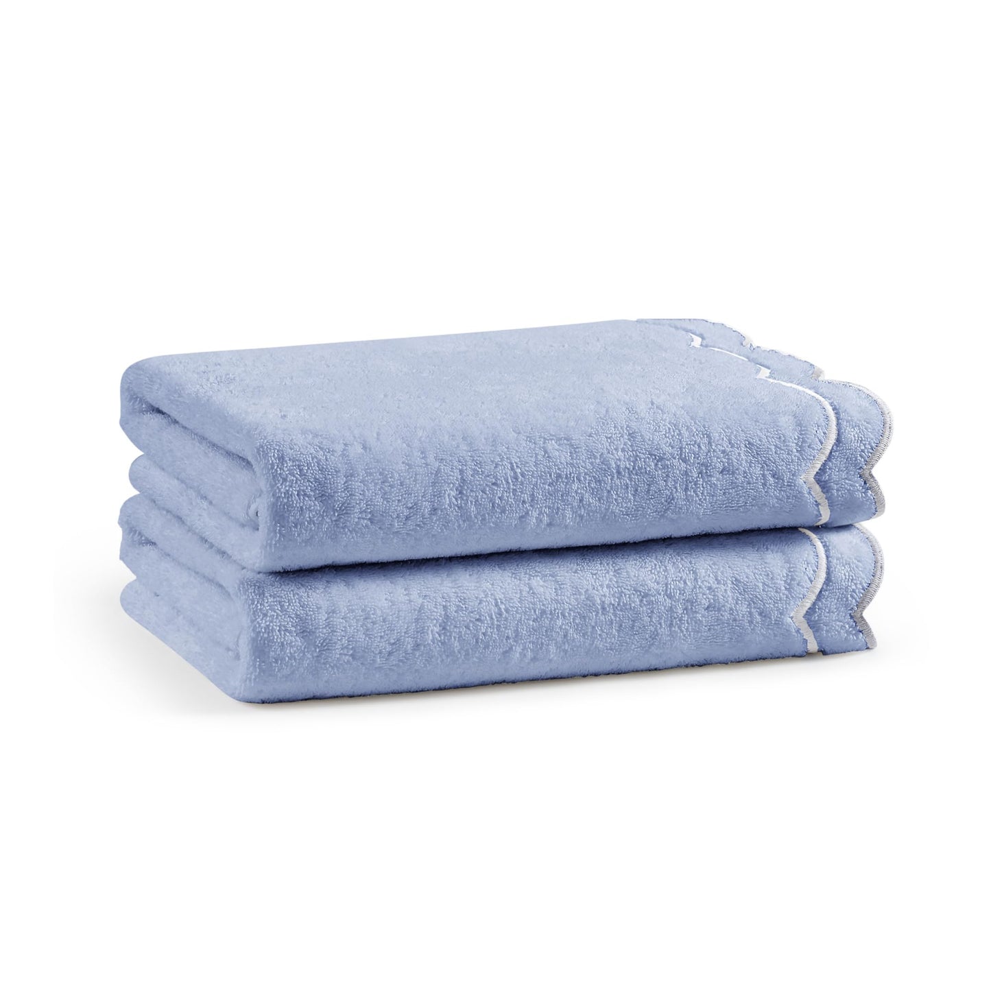 Peri Home 100% Cotton Hand Towel for Bathroom, Embroidered, Soft & Absorbent, 500 GSM, 1 Piece, 16" x 27", White with Blue Scallop