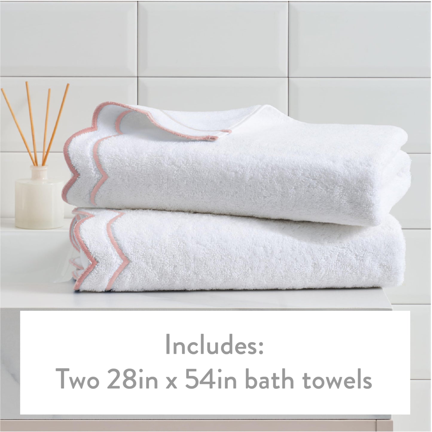 Peri Home 100% Cotton Hand Towel for Bathroom, Embroidered, Soft & Absorbent, 500 GSM, 1 Piece, 16" x 27", White with Blue Scallop