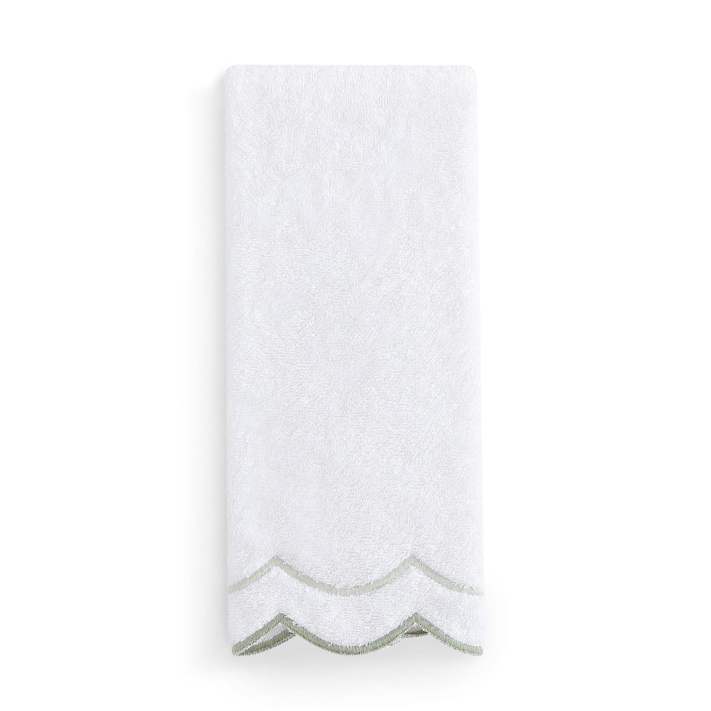 Peri Home 100% Cotton Hand Towel for Bathroom, Embroidered, Soft & Absorbent, 500 GSM, 1 Piece, 16" x 27", White with Blue Scallop