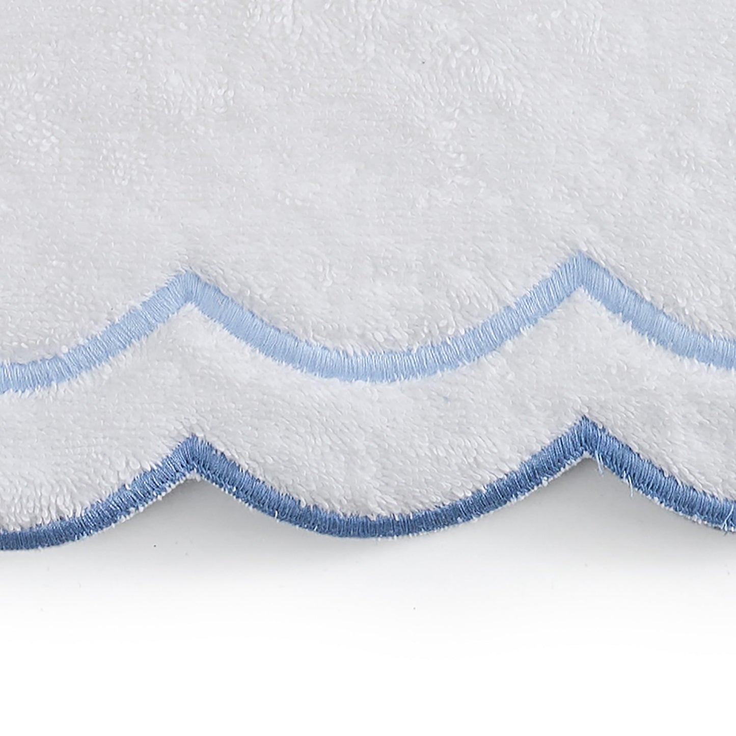 Peri Home 100% Cotton Hand Towel for Bathroom, Embroidered, Soft & Absorbent, 500 GSM, 1 Piece, 16" x 27", White with Blue Scallop
