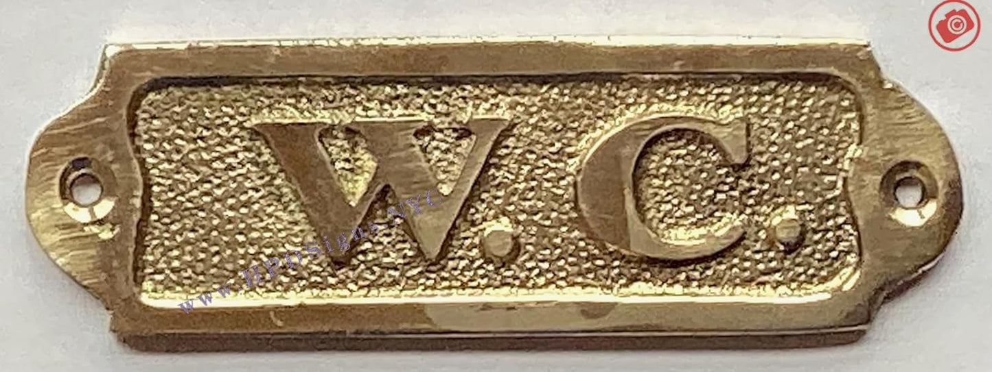 BRASS W.C. DOOR SIGN (BRASS, 3.75 X 1.25 INCH)
