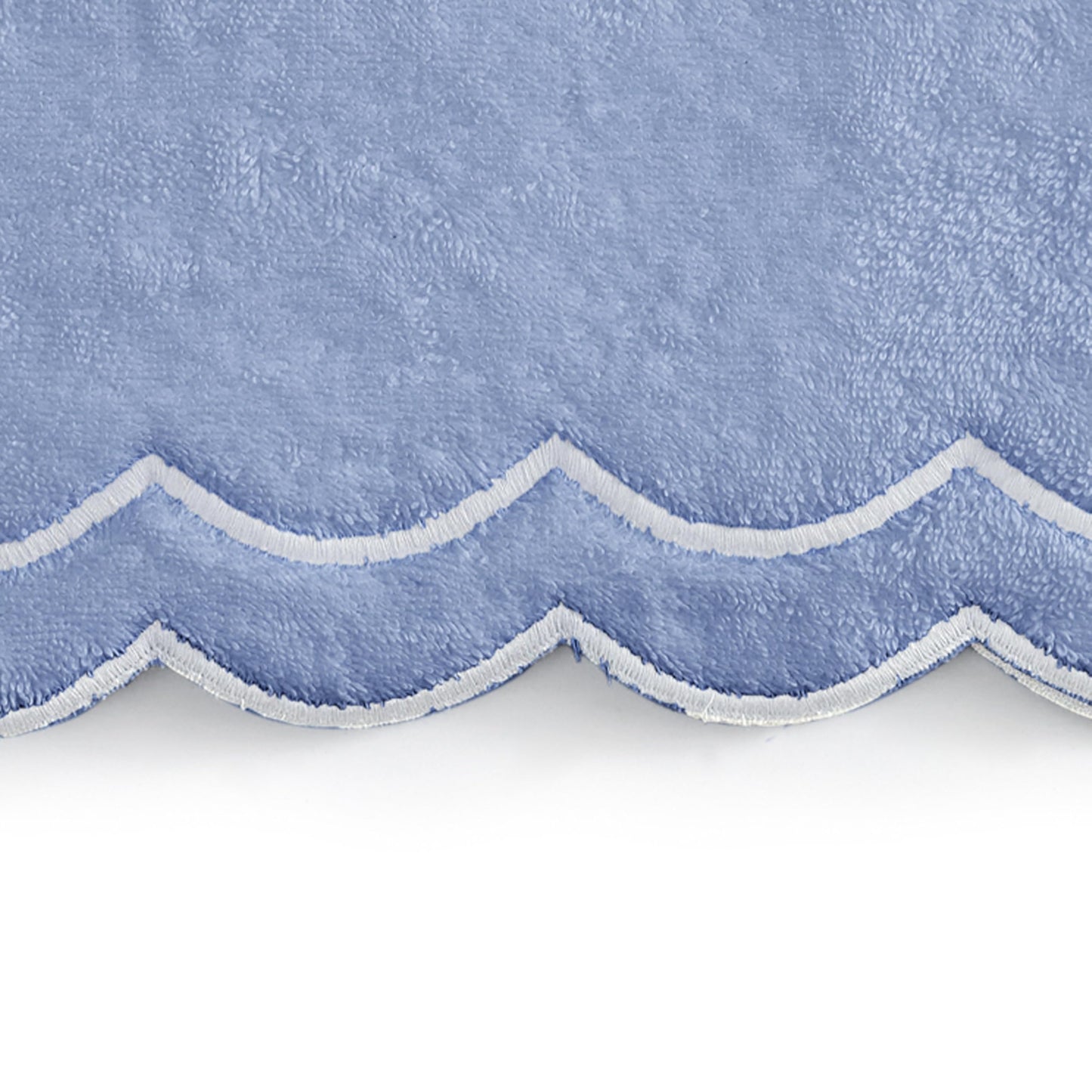 Peri Home 100% Cotton Hand Towel for Bathroom, Embroidered, Soft & Absorbent, 500 GSM, 1 Piece, 16" x 27", White with Blue Scallop