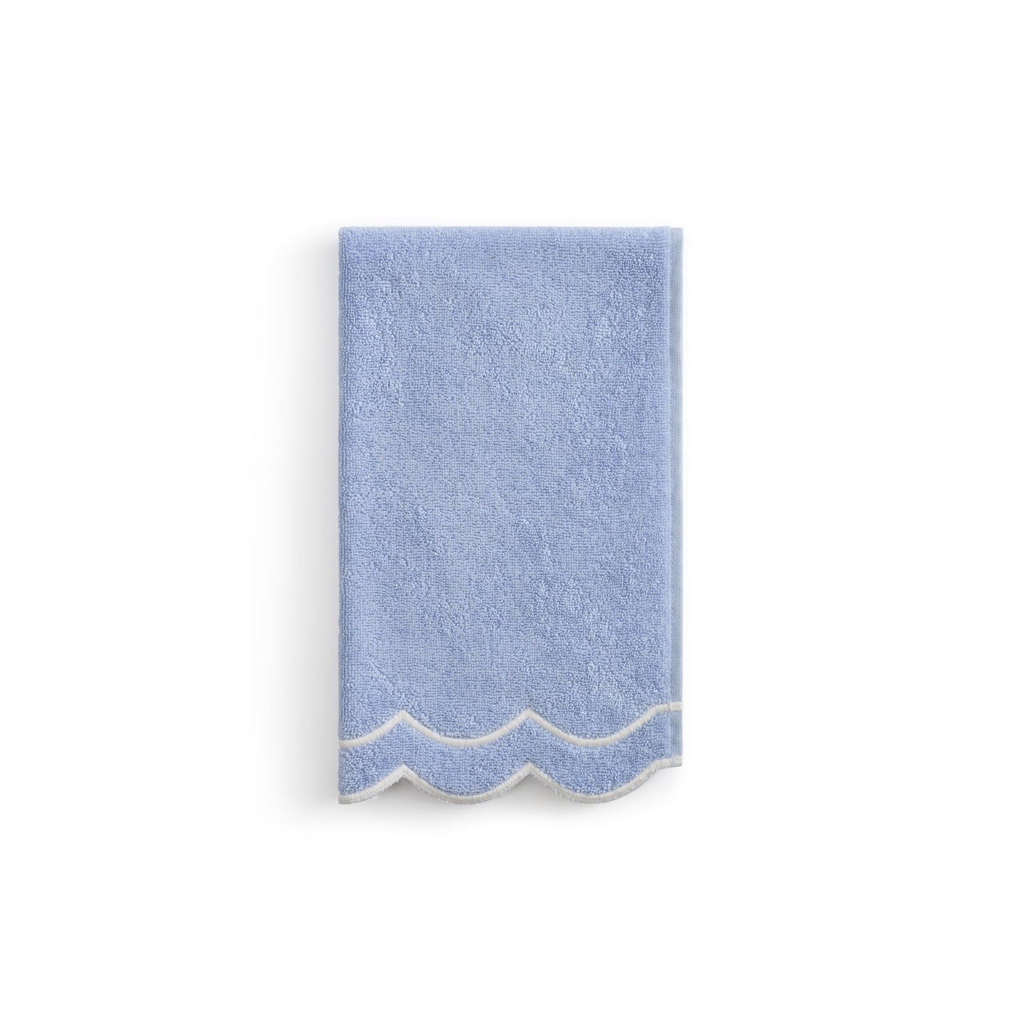 Peri Home 100% Cotton Hand Towel for Bathroom, Embroidered, Soft & Absorbent, 500 GSM, 1 Piece, 16" x 27", White with Blue Scallop