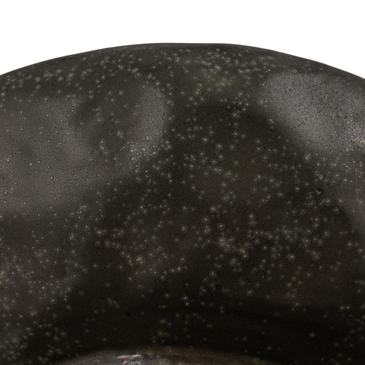Creative Co-Op Stoneware Bowl with Handle and Base, Black Reactive Glaze